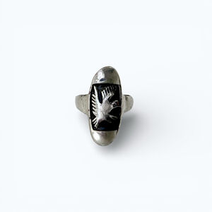 Vintage Steel Eagle Ring Native American Inspired Southwest Bird Motif 1970s